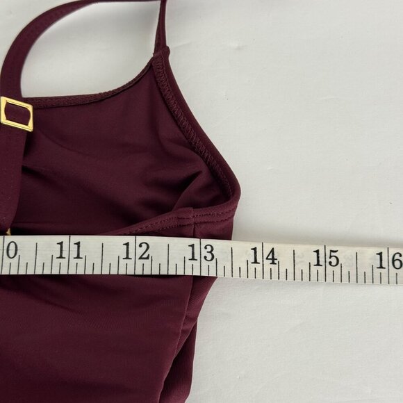 La Blanca Island Goddess Burgundy One Piece Swimsuit Size 10 Adjustable Strap - Picture 7 of 9